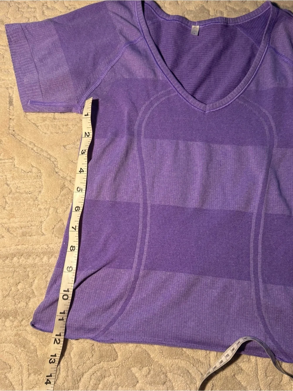Y2K vintage Purple Lululemon striped Swiftly Tech short sleeve top-crop size 6🪐
